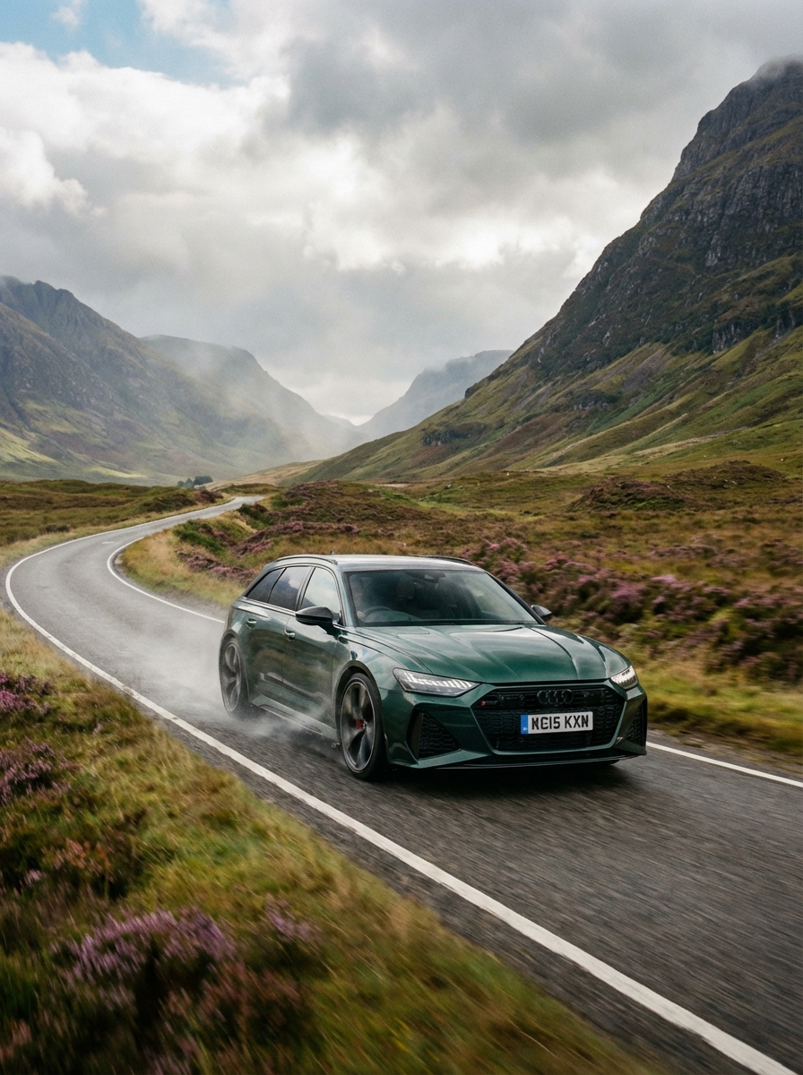 Photo of Audi driving down a British country road