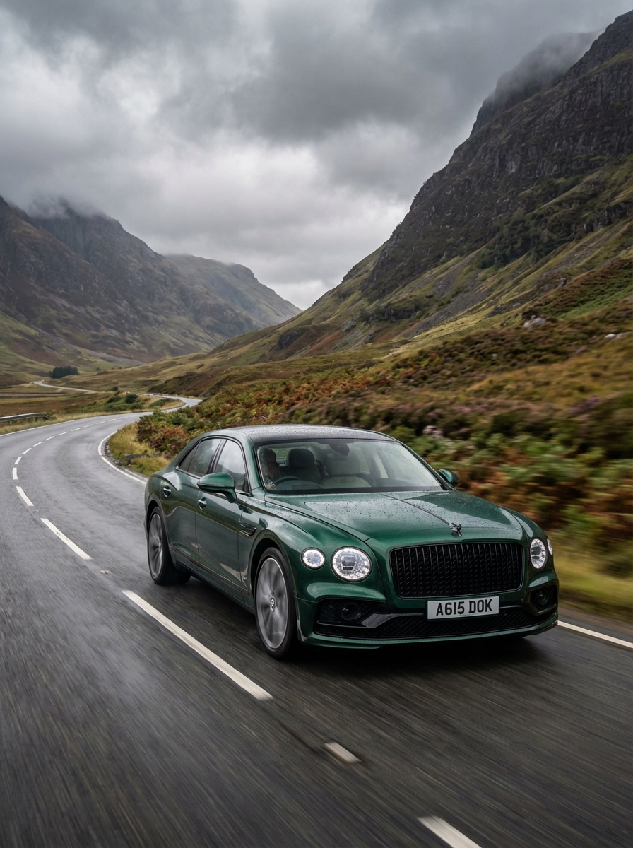 Photo of Bentley driving down a British country road