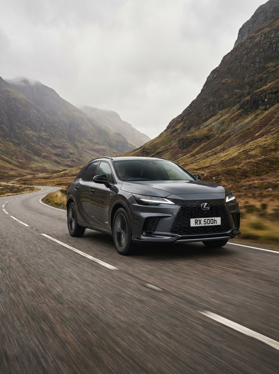 Photo of Lexus driving down a British country road