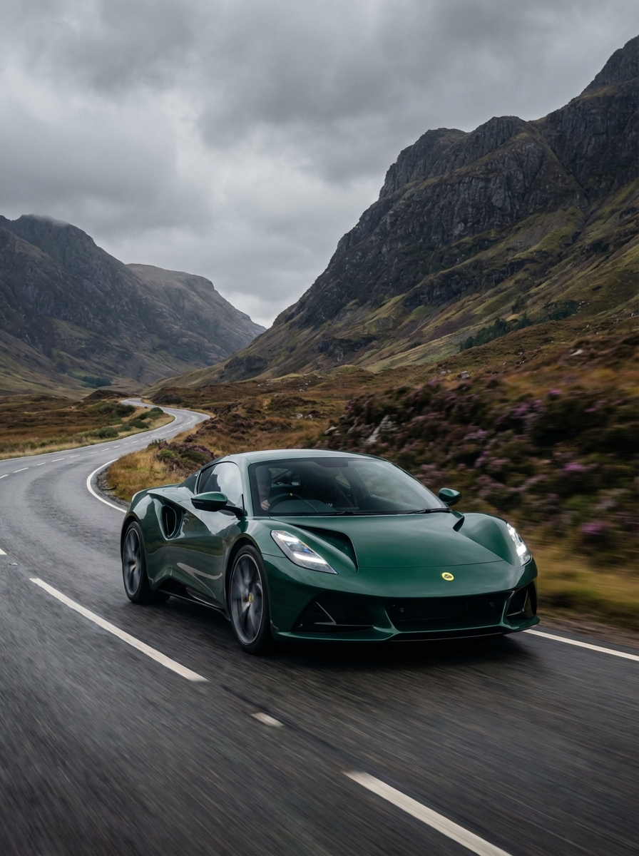 Photo of Lotus driving down a British country road