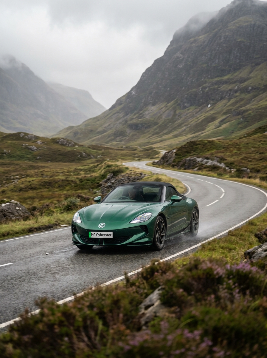Photo of MG driving down a British country road