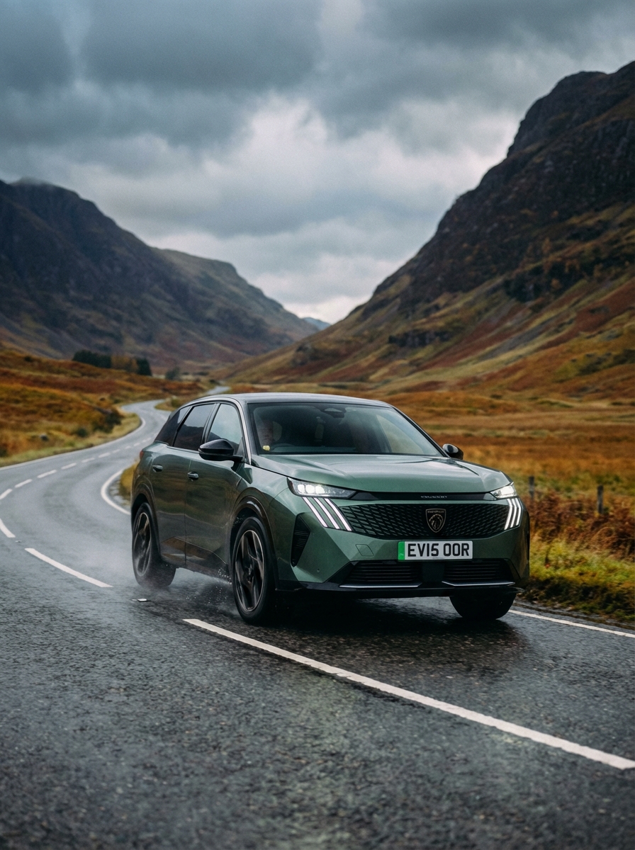 Photo of Peugeot driving down a British country road