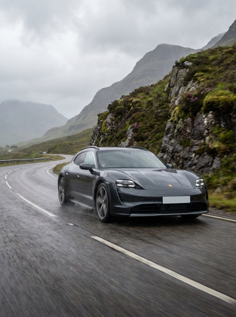 Photo of Porsche driving down a British country road