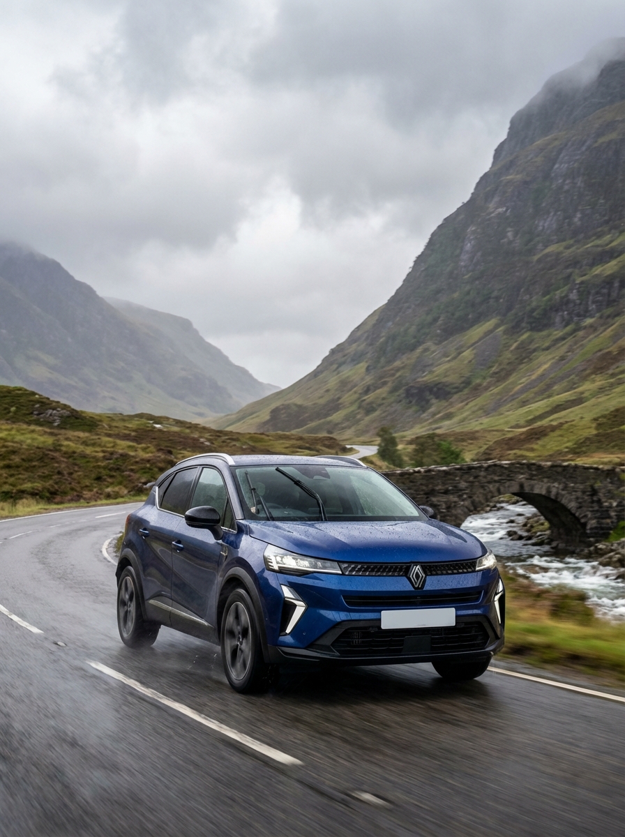 Photo of Renault driving down a British country road